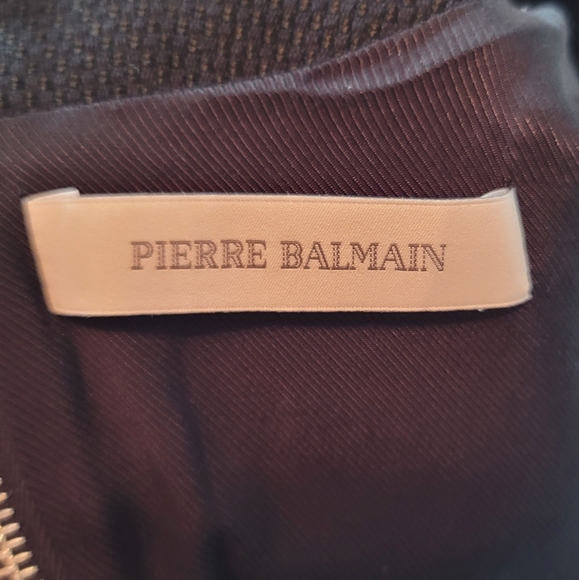 Balmain Black V Neck Logo Pencil Mini Dress size 40 - Picture 3 of 11